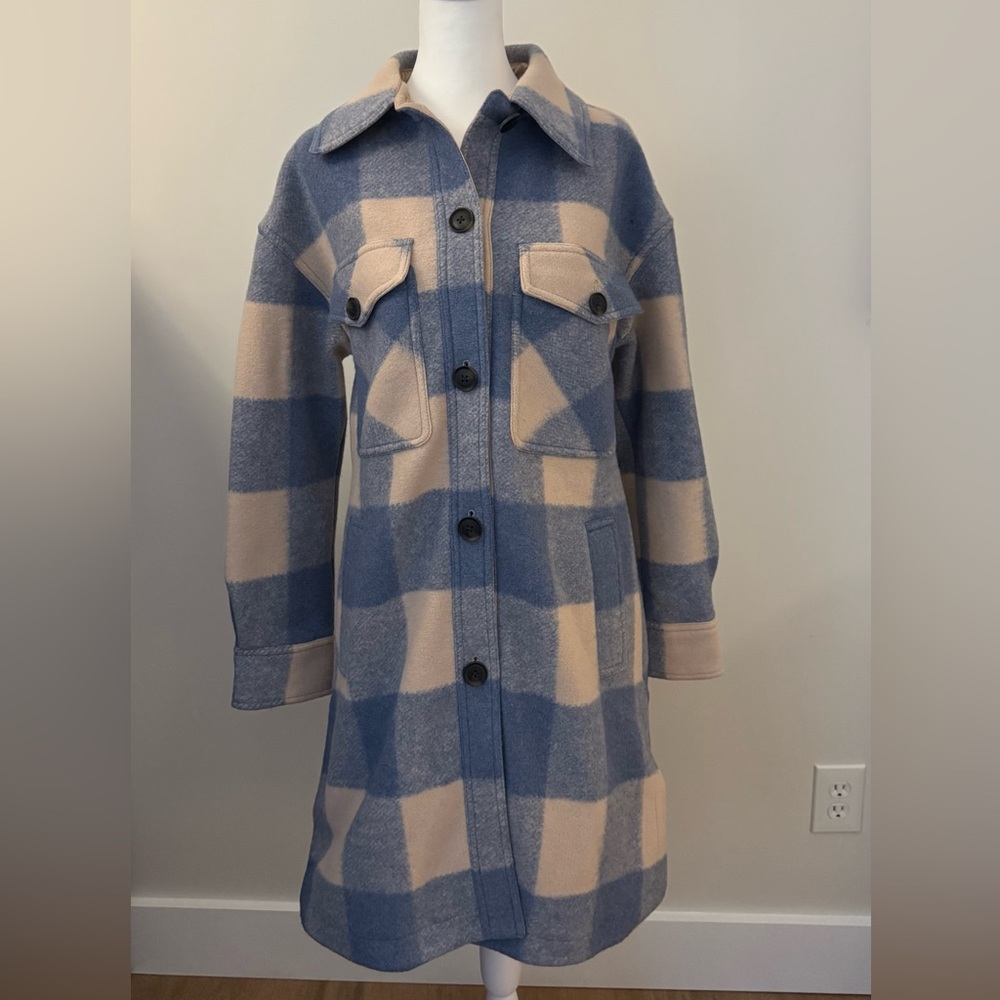 BCBGeneration Blue and Beige Checkered Jacket